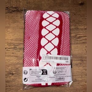 Elegant Red Fishnet Stockings with Garter Belt